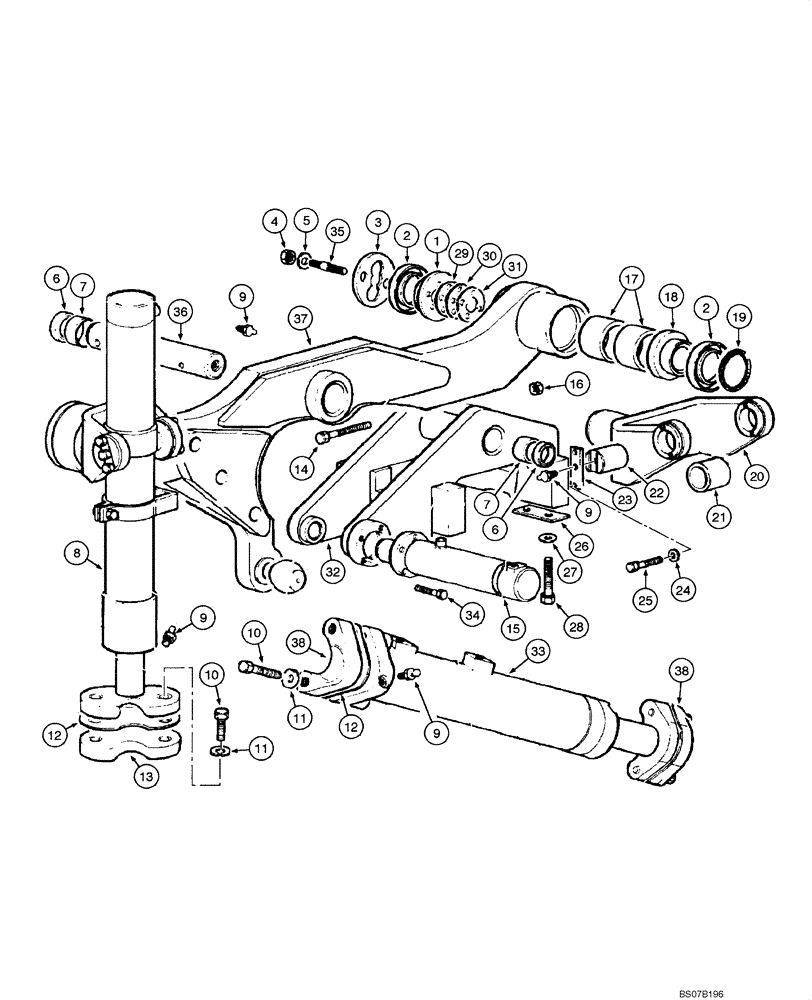 Схема запчастей Case 845 DHP - (08.67[00]) - CYLINDER - SADDLE AND SADDLE ACTUATING (3 HOLES) (08) - HYDRAULICS