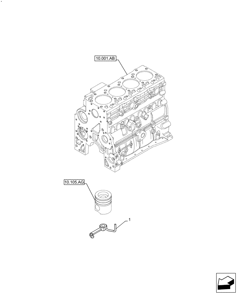 Схема запчастей Case F4HFE413N B006 - (10.304.AR) - PISTON COOLING NOZZLE (10) - ENGINE