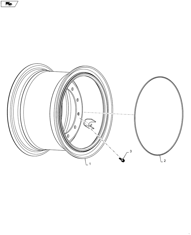 Схема запчастей Case 521F - (44.511.AG[03]) - VAR - 9420438, 9420440, 424241, 424781, 424782 - WHEEL ASSEMBLY THREE PIECE (44) - WHEELS