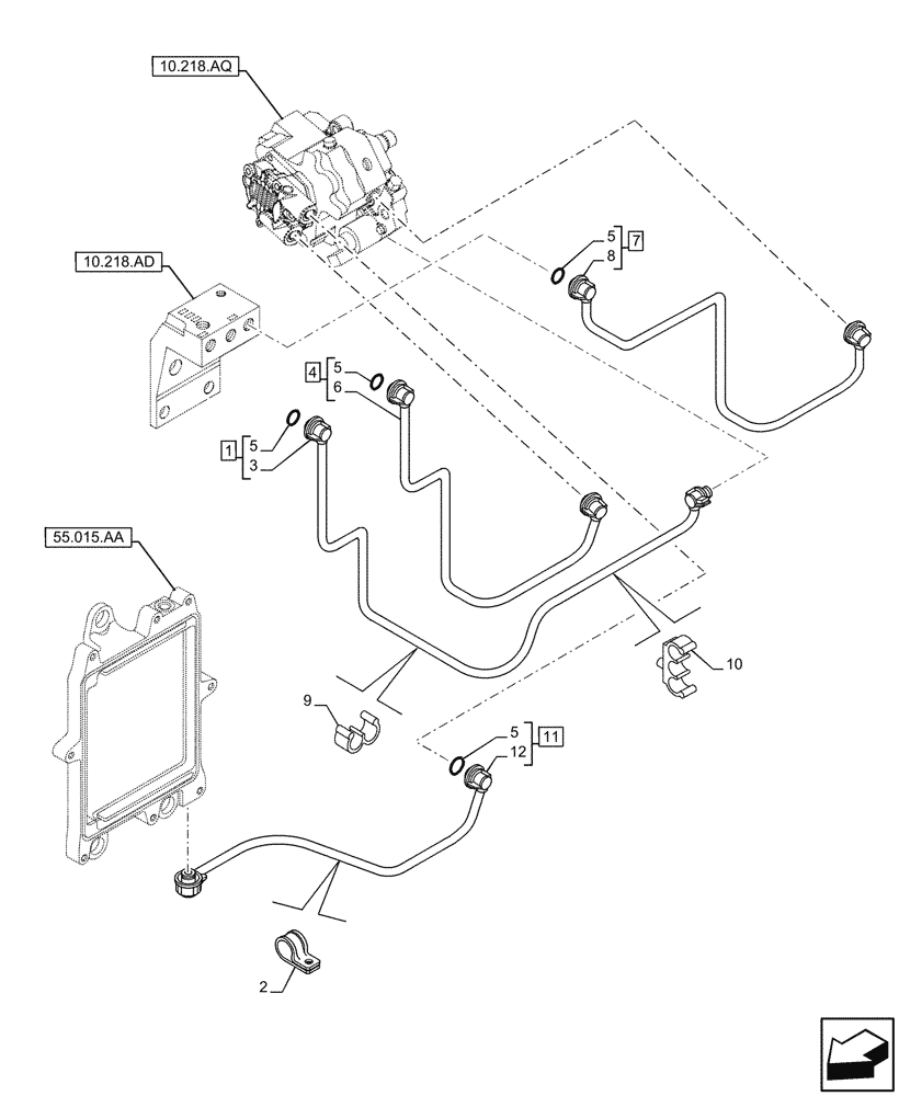 Схема запчастей Case F4HFE413N B006 - (10.210.AF) - FUEL SUPPLY LINE (10) - ENGINE