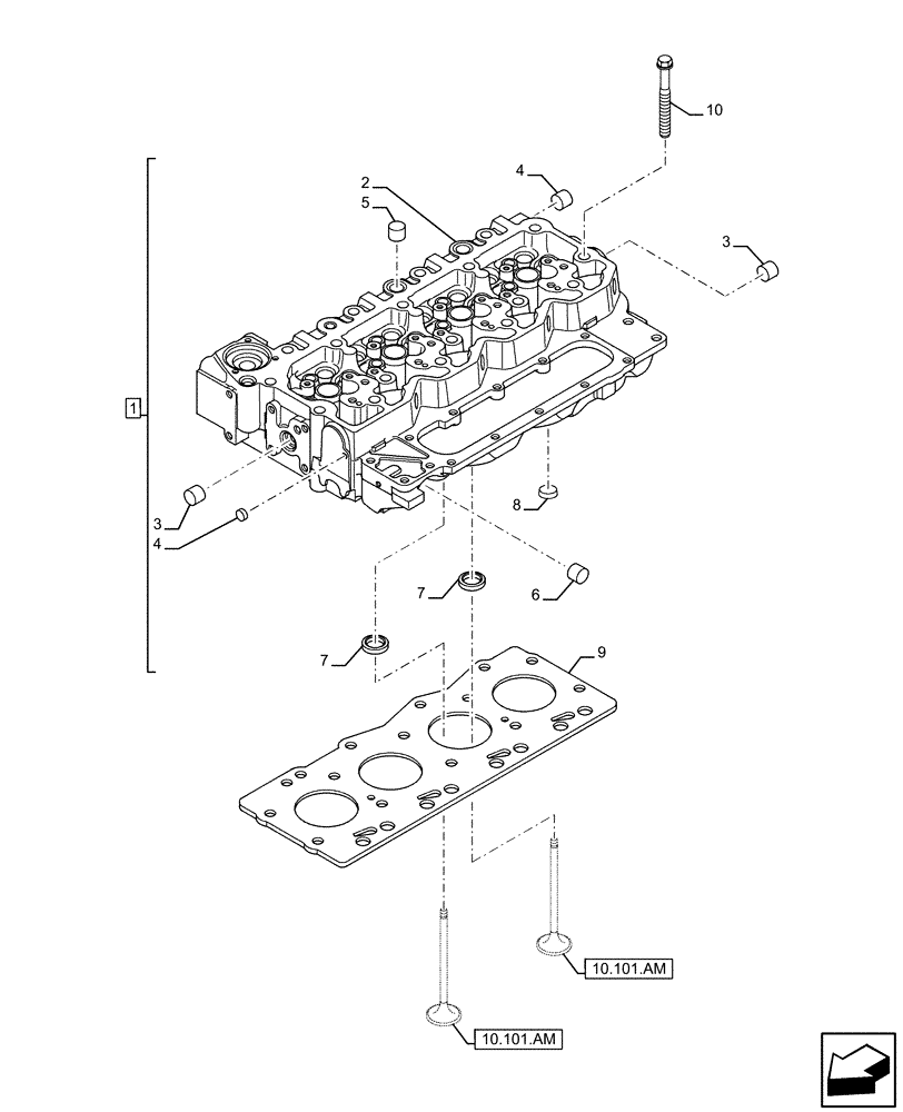 Схема запчастей Case F4HFE413N B006 - (10.101.AA) - CYLINDER HEAD (10) - ENGINE