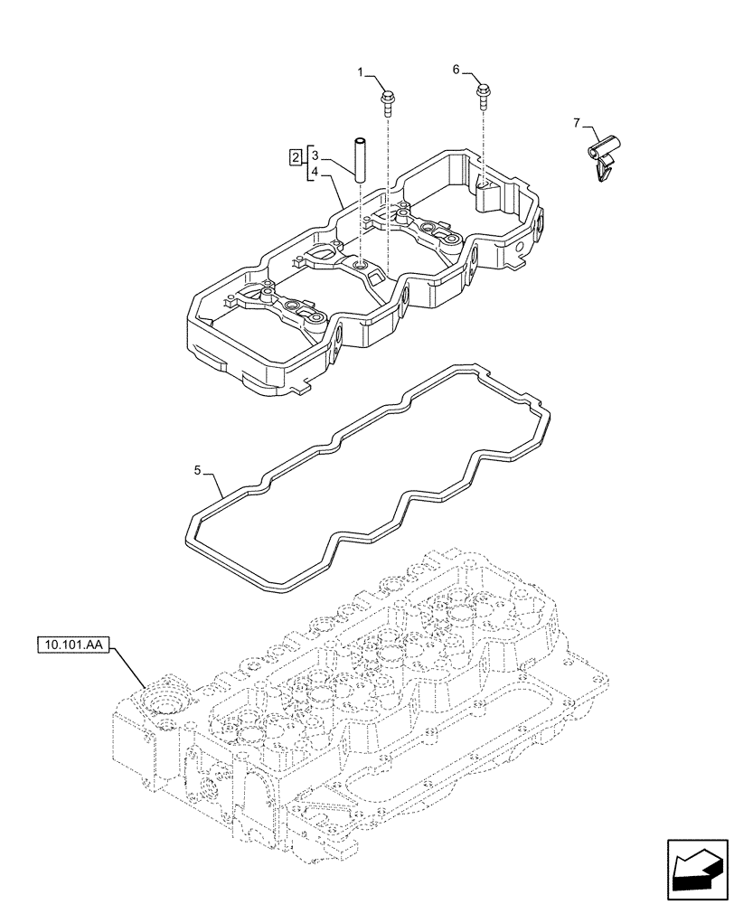 Схема запчастей Case F4HFE413N B007 - (10.106.AO[02]) - ROCKER ARM, HOUSING & COVERS (10) - ENGINE