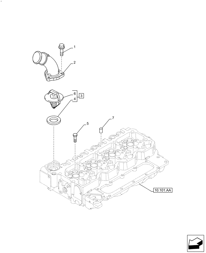 Схема запчастей Case F4HFE413N B006 - (10.400.BC) - COOLANT THERMOSTAT (10) - ENGINE