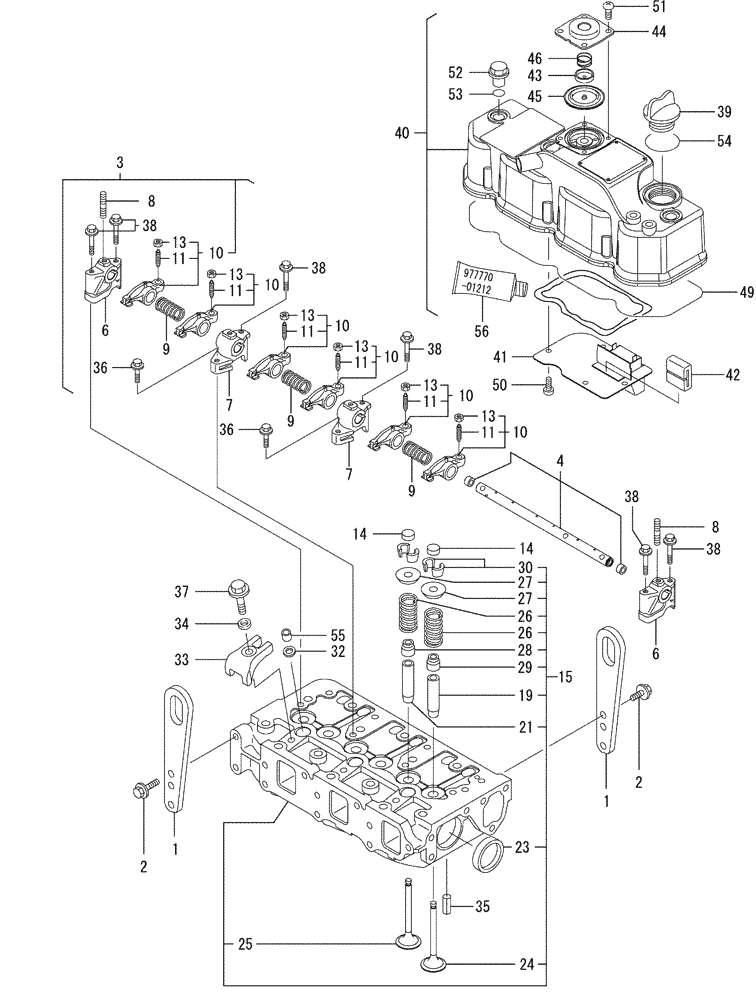 Схема запчастей Case CX27B - (08-004) - CYLINDER HEAD AND BONNET (10) - ENGINE