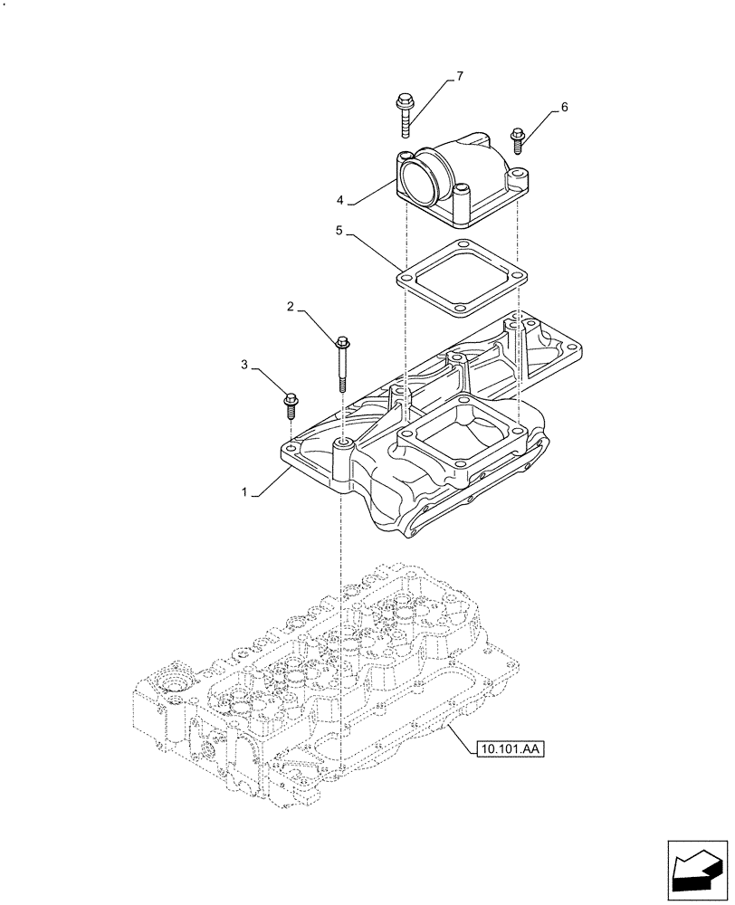 Схема запчастей Case F4HFE413N B006 - (10.254.AM) - MANIFOLD, INTAKE (10) - ENGINE