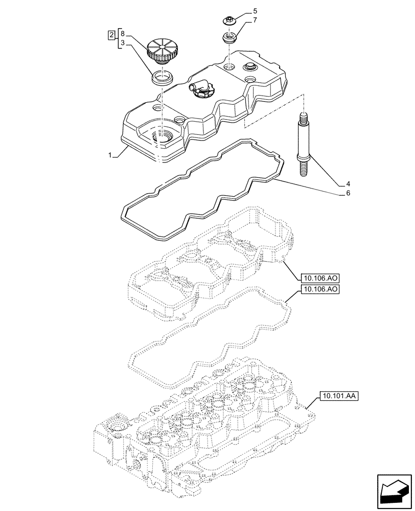 Схема запчастей Case F4HFE413N B007 - (10.101.AB) - CYLINDER HEAD COVER (10) - ENGINE