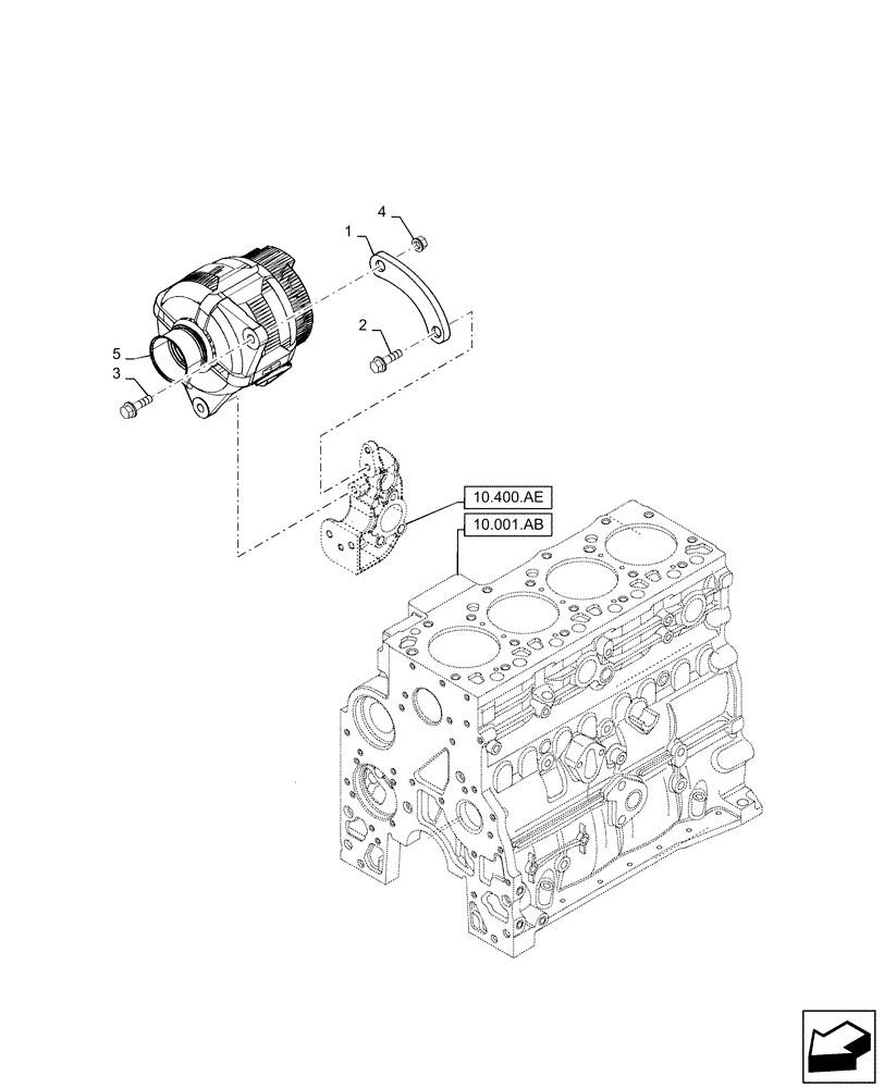 Схема запчастей Case F4HFE413N B006 - (55.301.AB) - ALTERNATOR, MOUNTING (55) - ELECTRICAL SYSTEMS