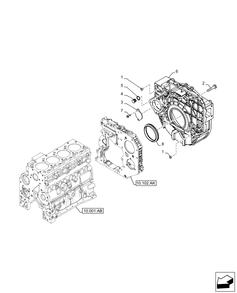 Схема запчастей Case F4HFE413N B006 - (10.103.AK) - FLYWHEEL & HOUSING (10) - ENGINE