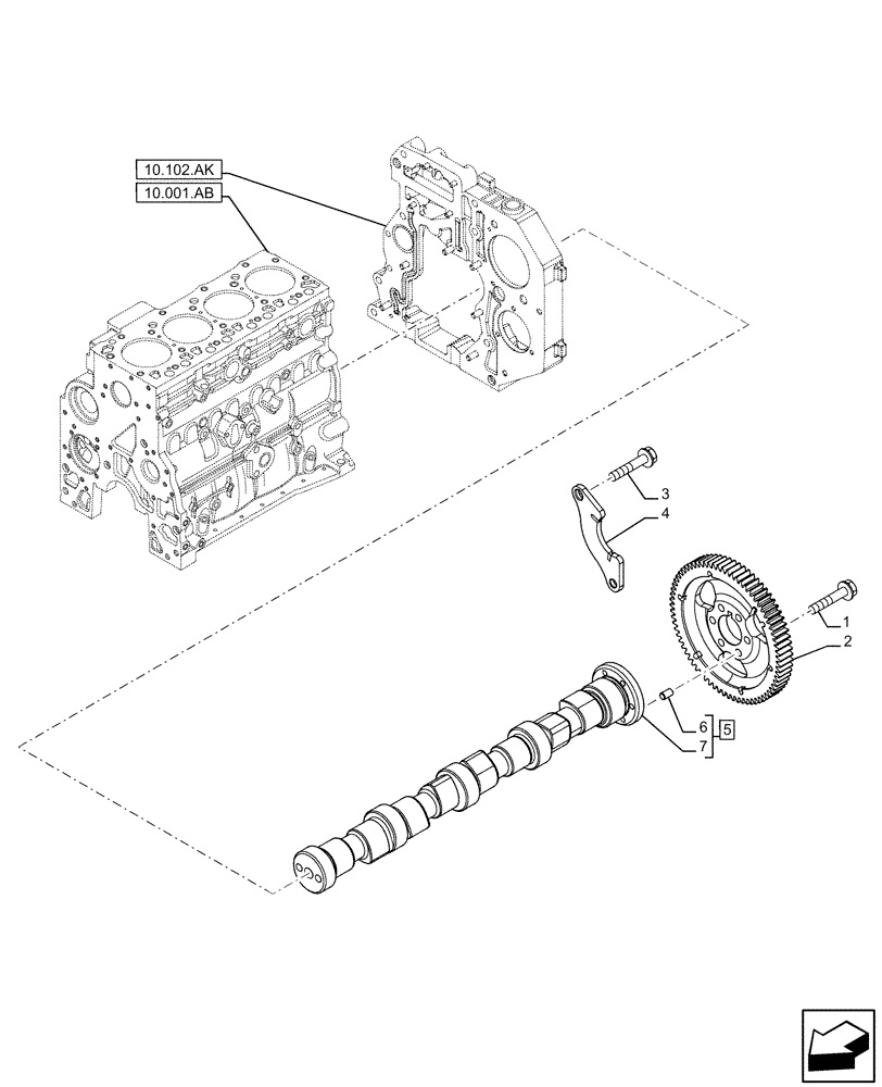 Схема запчастей Case F4HFE413N B006 - (10.106.AA) - CAMSHAFT (10) - ENGINE