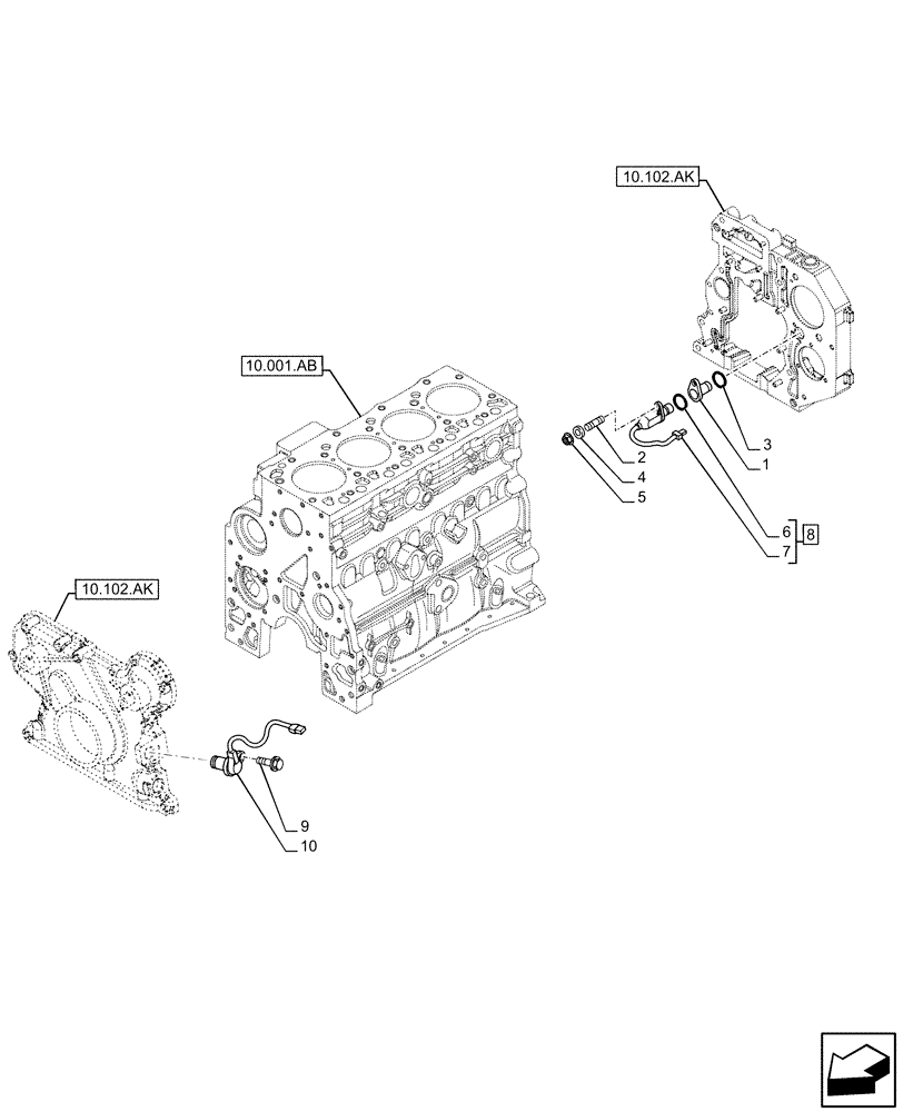 Схема запчастей Case F4HFE413N B006 - (55.015.AC) - ENGINE SPEED/RPM SENSOR (55) - ELECTRICAL SYSTEMS