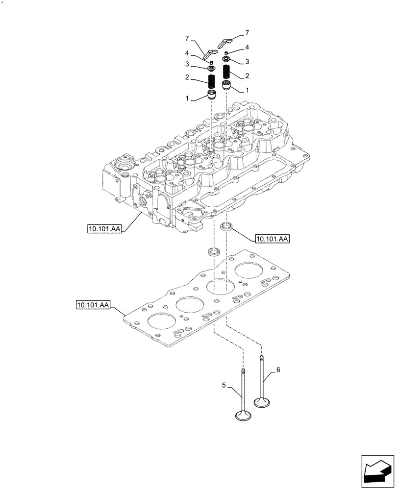 Схема запчастей Case F4HFE413N B007 - (10.101.AM) - CYLINDER HEAD, VALVE (10) - ENGINE