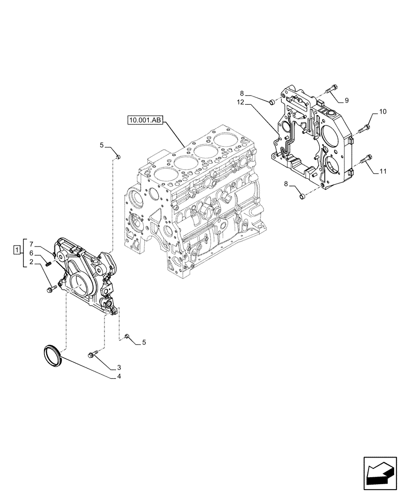 Схема запчастей Case F4HFE413N B007 - (10.102.AK) - CRANKCASE, COVER (10) - ENGINE