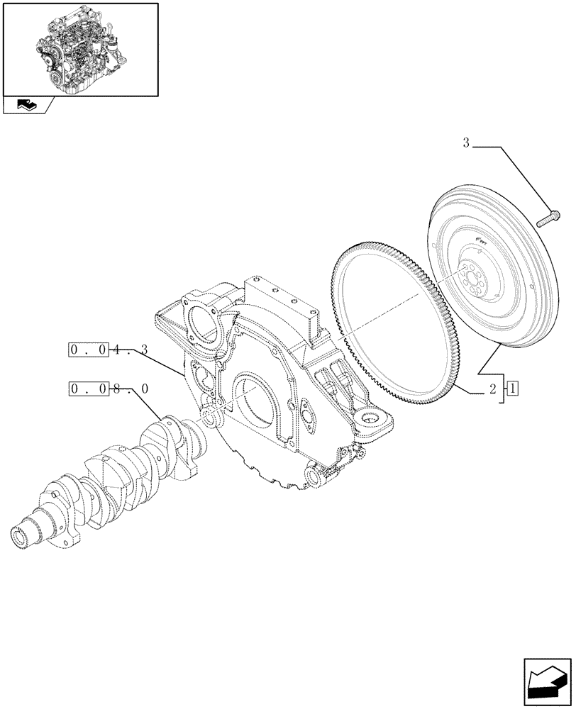 Схема запчастей Case F5CE5454B A002 - (0.08.3) - ENGINE, FLYWHEEL (504182801) 