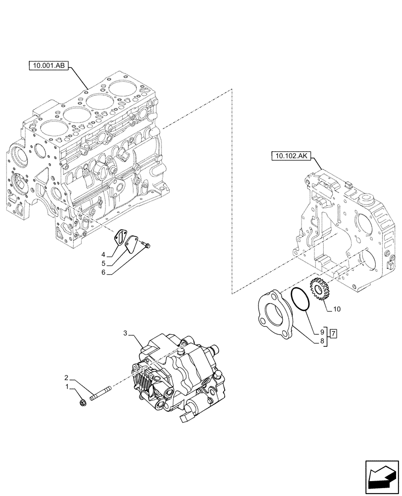 Схема запчастей Case F4HFE413N B006 - (10.218.AQ) - INJECTION PUMP (10) - ENGINE