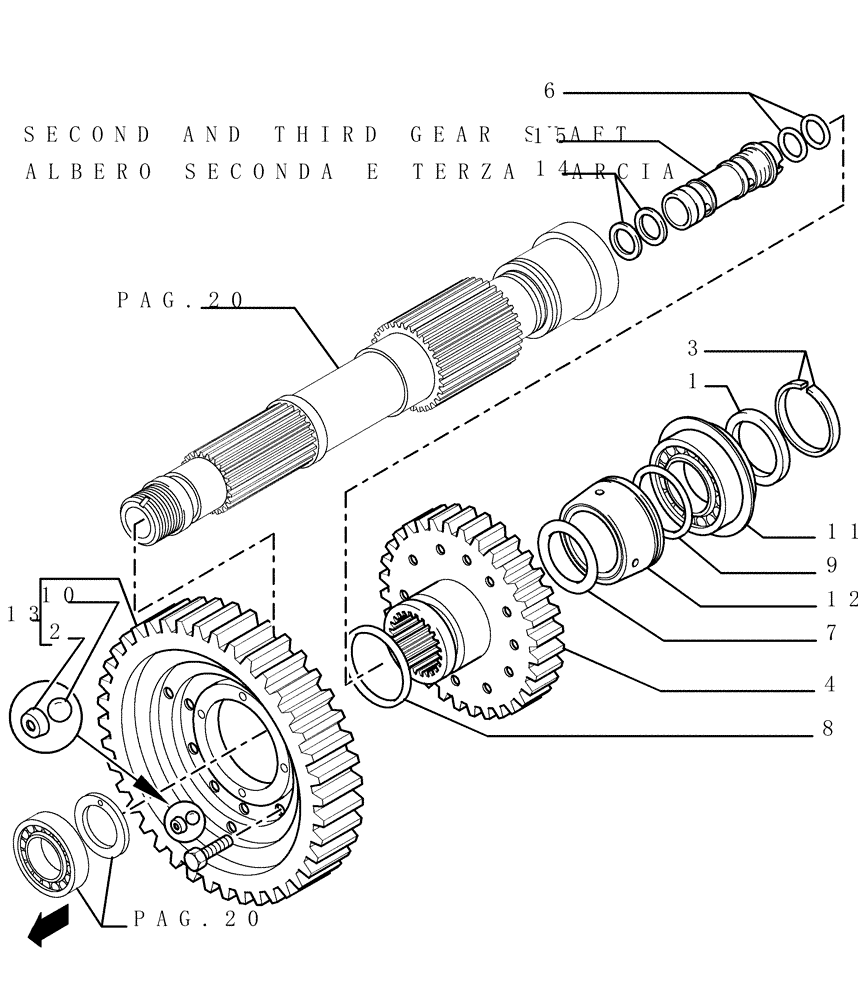 Схема запчастей Case 1850K - (1.211[21]) - TRANSMISSION - COMPONENTS Hydrostatic Transmission