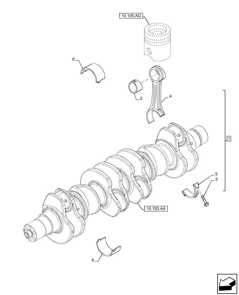 Схема запчастей Case F4HFE413N B007 - (10.105.AB) - CONNECTING ROD (10) - ENGINE