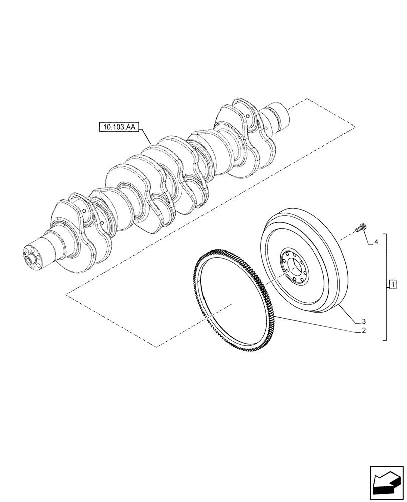 Схема запчастей Case F4HFE413N B006 - (10.103.AH) - ENGINE FLYWHEEL (10) - ENGINE