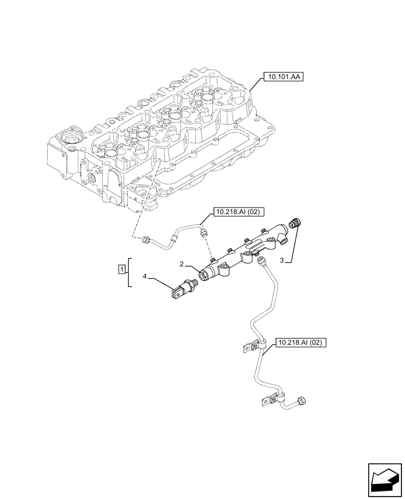 Схема запчастей Case F4HFE413N B007 - (10.218.AA) - COMMON RAIL (10) - ENGINE