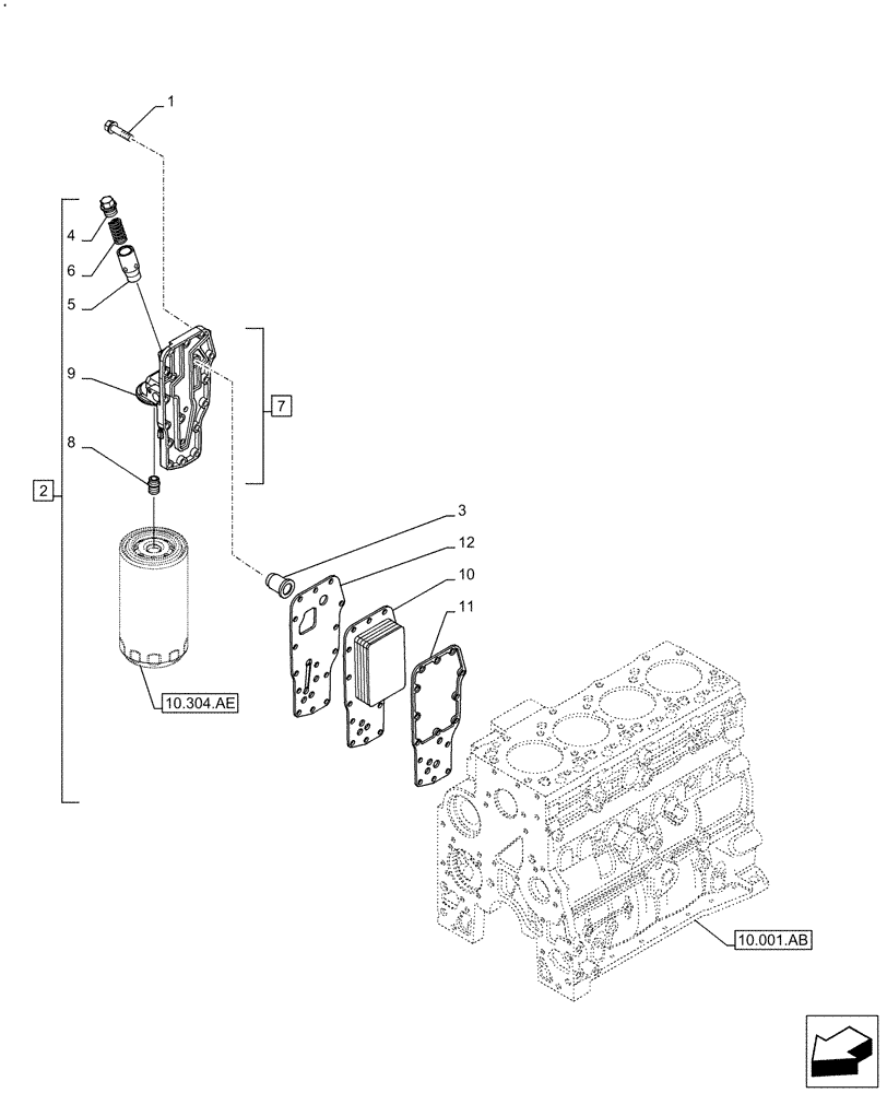 Схема запчастей Case F4HFE413N B007 - (10.408.AC) - HEAT EXCHANGER (10) - ENGINE