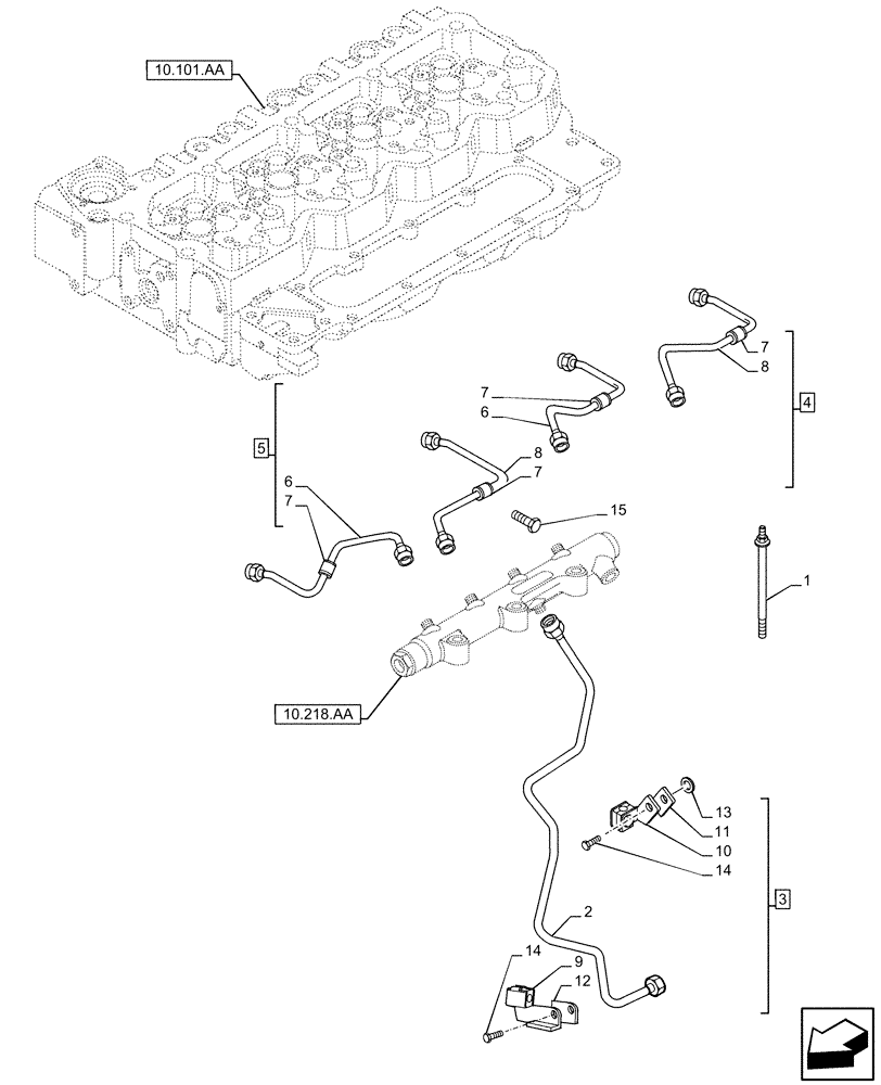 Схема запчастей Case F4HFE413N B006 - (10.218.AI[02]) - INJECTION PIPE (10) - ENGINE