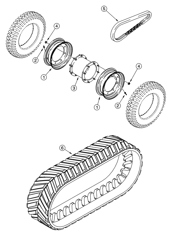 Схема запчастей Case 85XT - (06-24) - WHEELS TRACK, RUBBER (06) - POWER TRAIN