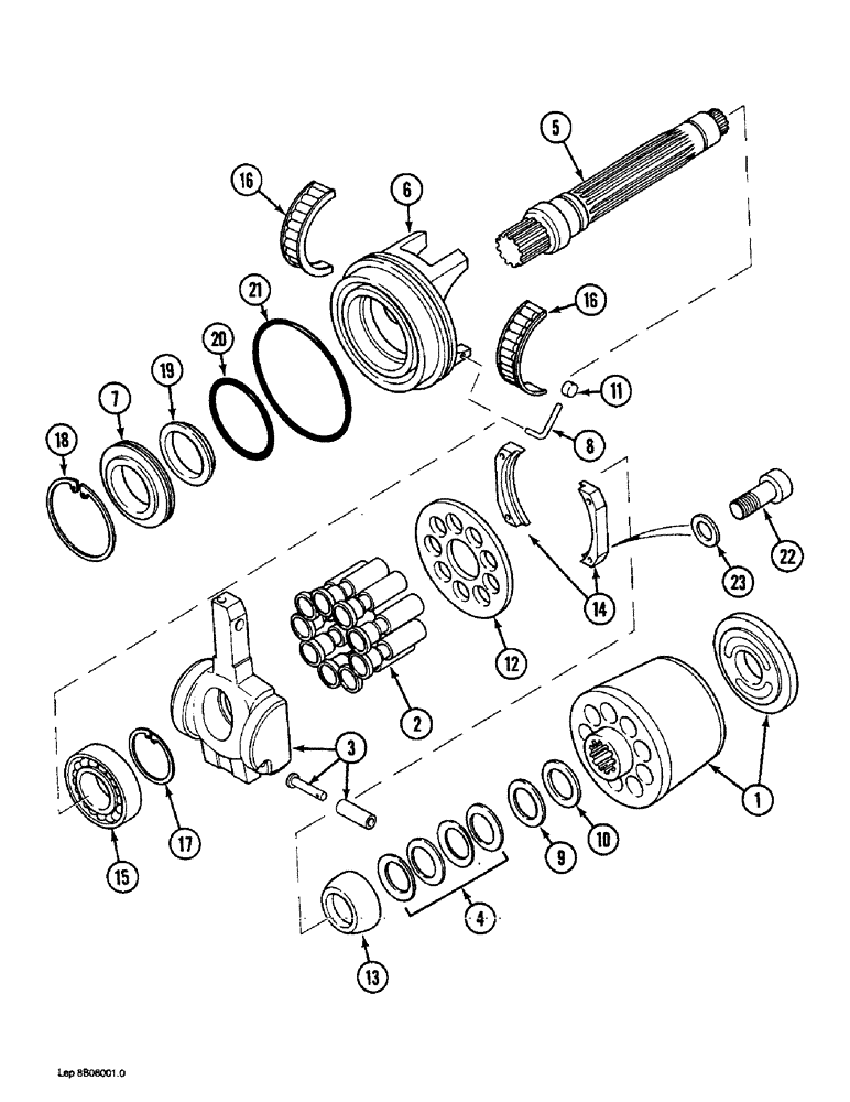 Схема запчастей Case 1088 - (8B-38) - ROTARY GROUP (08) - HYDRAULICS