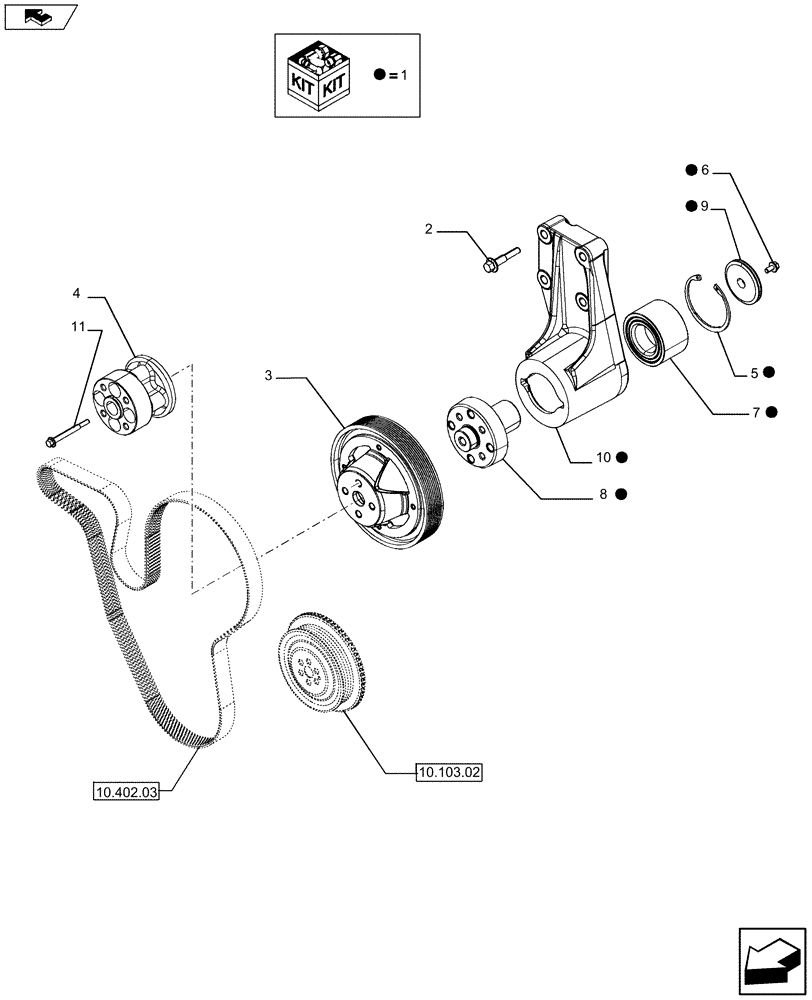 Схема запчастей Case F4HFE613S A003 - (10.414.01) - FAN DRIVE (504227913 - 504226781 - 504166030) (10) - ENGINE