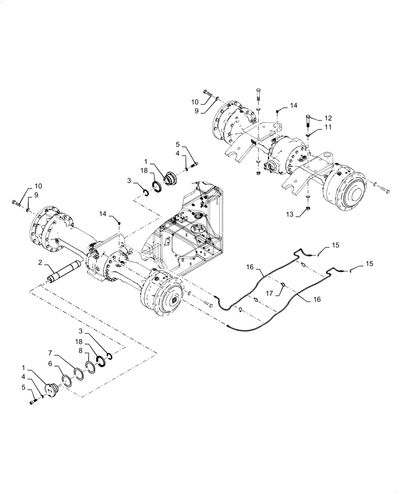 Схема запчастей Case 521F - (25.100.AP[01]) - VAR - 782122 - STANDARD FRONT AND REAR DIFFERENTIAL INSTALLATION (25) - FRONT AXLE SYSTEM