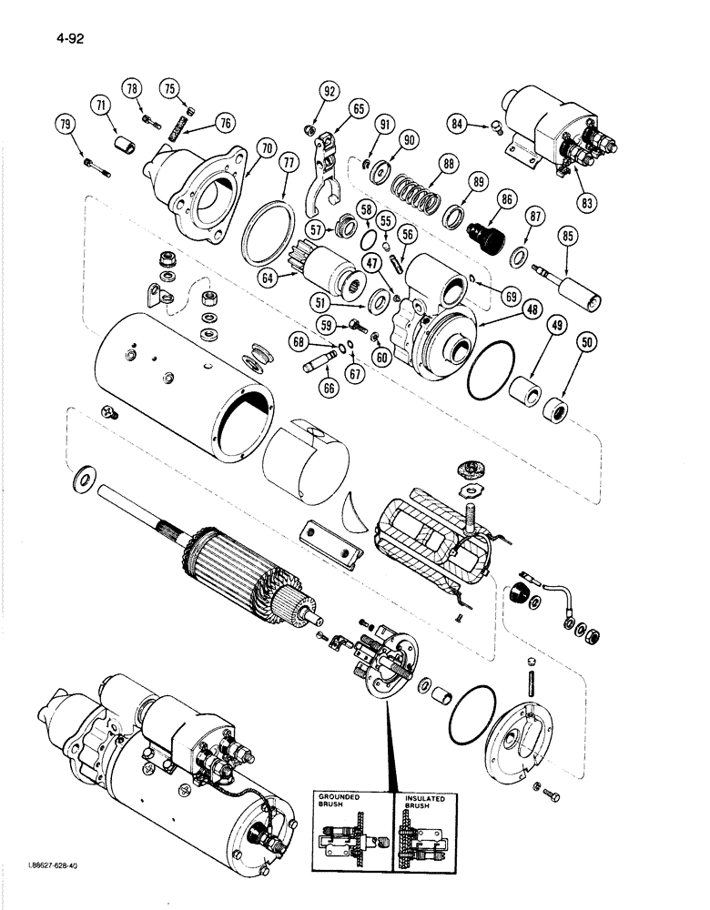 Схема запчастей Case 1080B - (4-092) - R45888 STARTER (04) - ELECTRICAL SYSTEMS