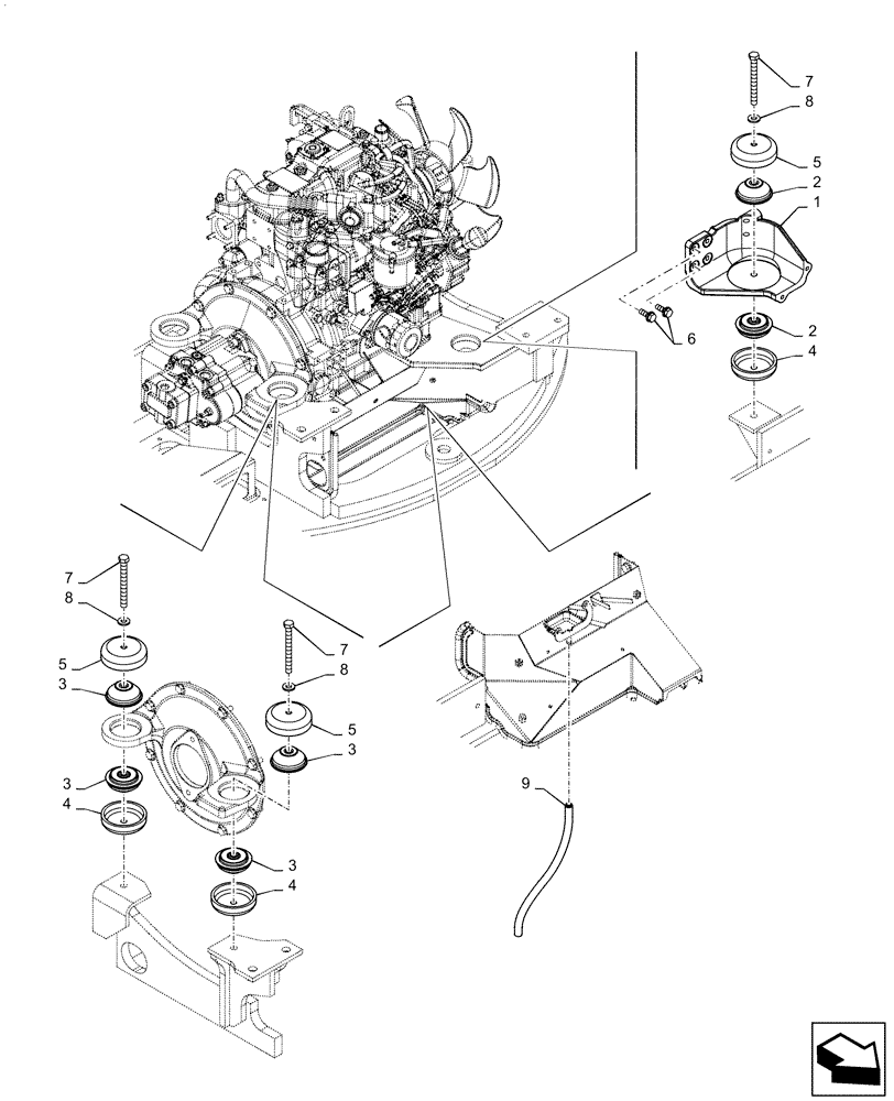 Схема запчастей Case CX31B - (10.001.AK[03]) - ENGINE MOUNT - ASN PW16-80279 (10) - ENGINE