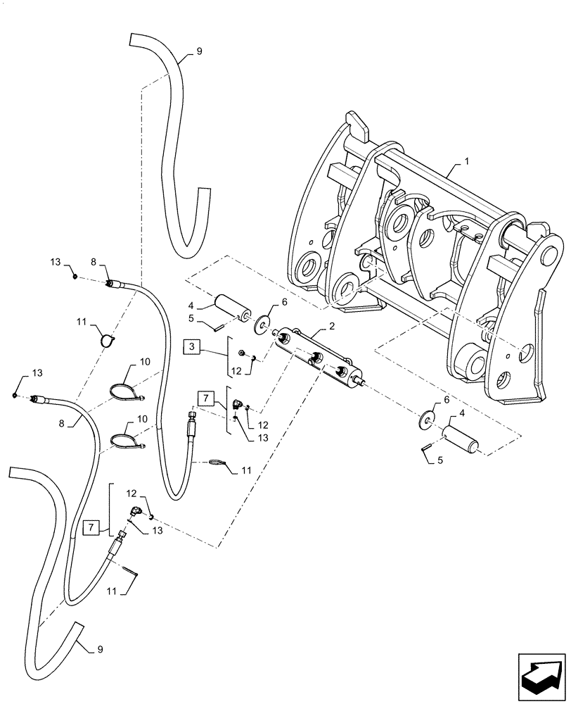 Схема запчастей Case 521F - (82.100.AG[01]) - VAR - 424988, 424250 , 424249 - BUCKET COUPLING Z-BAR, XR (82) - FRONT LOADER & BUCKET