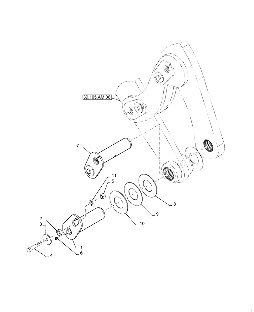 Схема запчастей Case 521F - (39.105.AM[07]) - VAR - 782537, 482047, 424988, 424249 - LIFT ARM, PIN INSTALLATION (39) - FRAMES AND BALLASTING