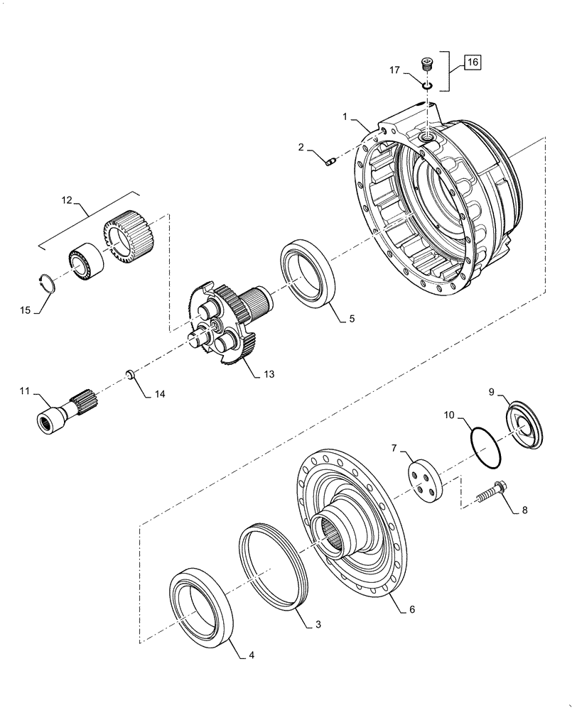 Схема запчастей Case 521F - (27.120.AF) - VAR - 782122 - FINAL DRIVE ASSEMBLY, STANDARD (27) - REAR AXLE SYSTEM