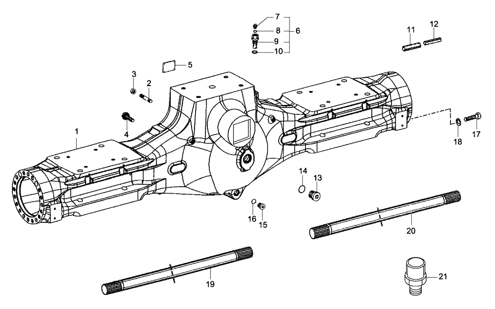 Схема запчастей Case 340B - (33A00000734[001]) - HOUSING, REAR AXLE (87363346) (11) - AXLES/WHEELS