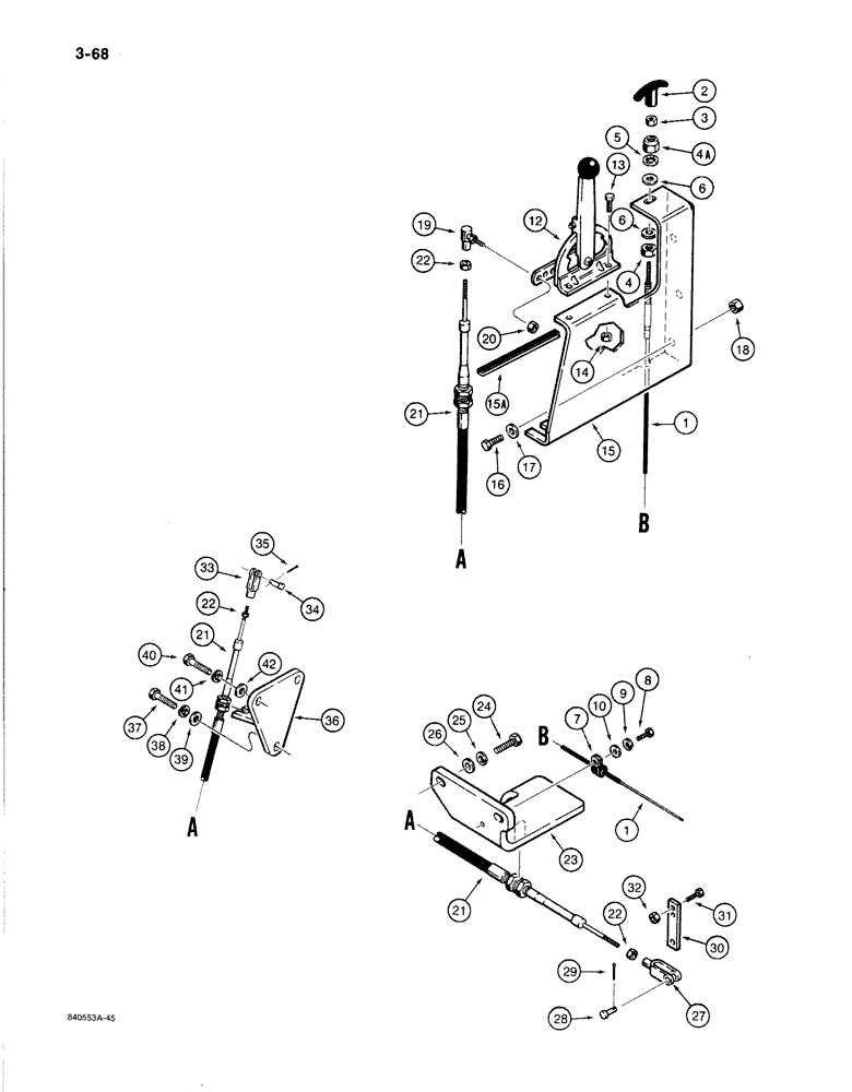 Схема запчастей Case 1080B - (3-68) - THROTTLE AND FUEL SHUTOFF CONTROLS (03) - FUEL SYSTEM