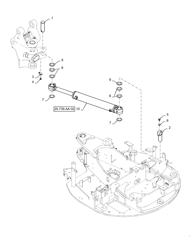 Схема запчастей Case CX36B - (35.739.AA[01]) - CYLINDER, INSTALL, SWING (35) - HYDRAULIC SYSTEMS