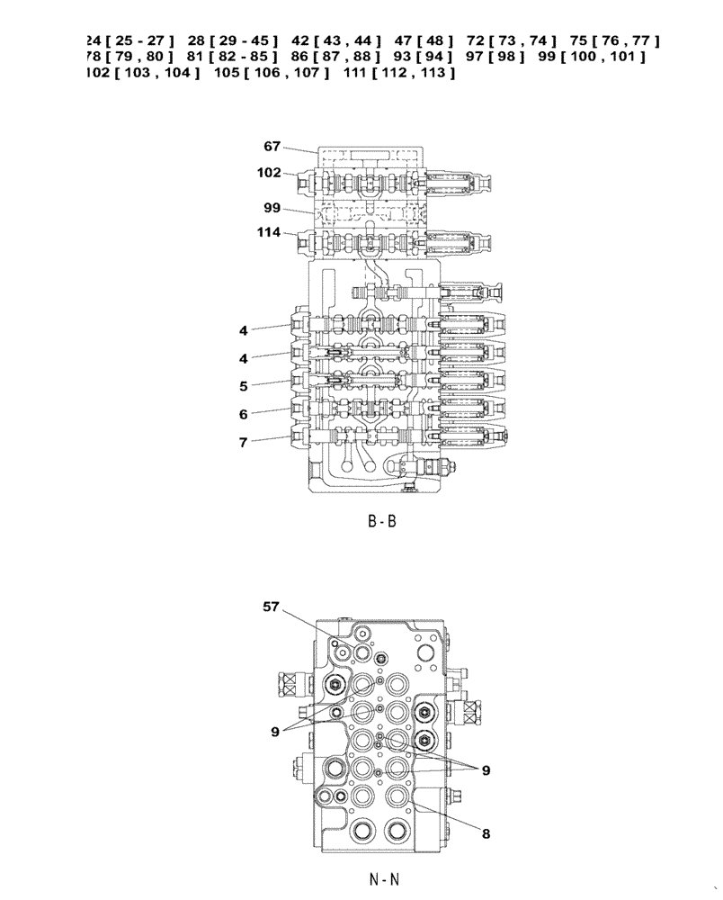 Схема запчастей Case CX145C SR - (35.359.AB[12]) - CONTROL VALVE, COMPONENTS, OFFSET (35) - HYDRAULIC SYSTEMS