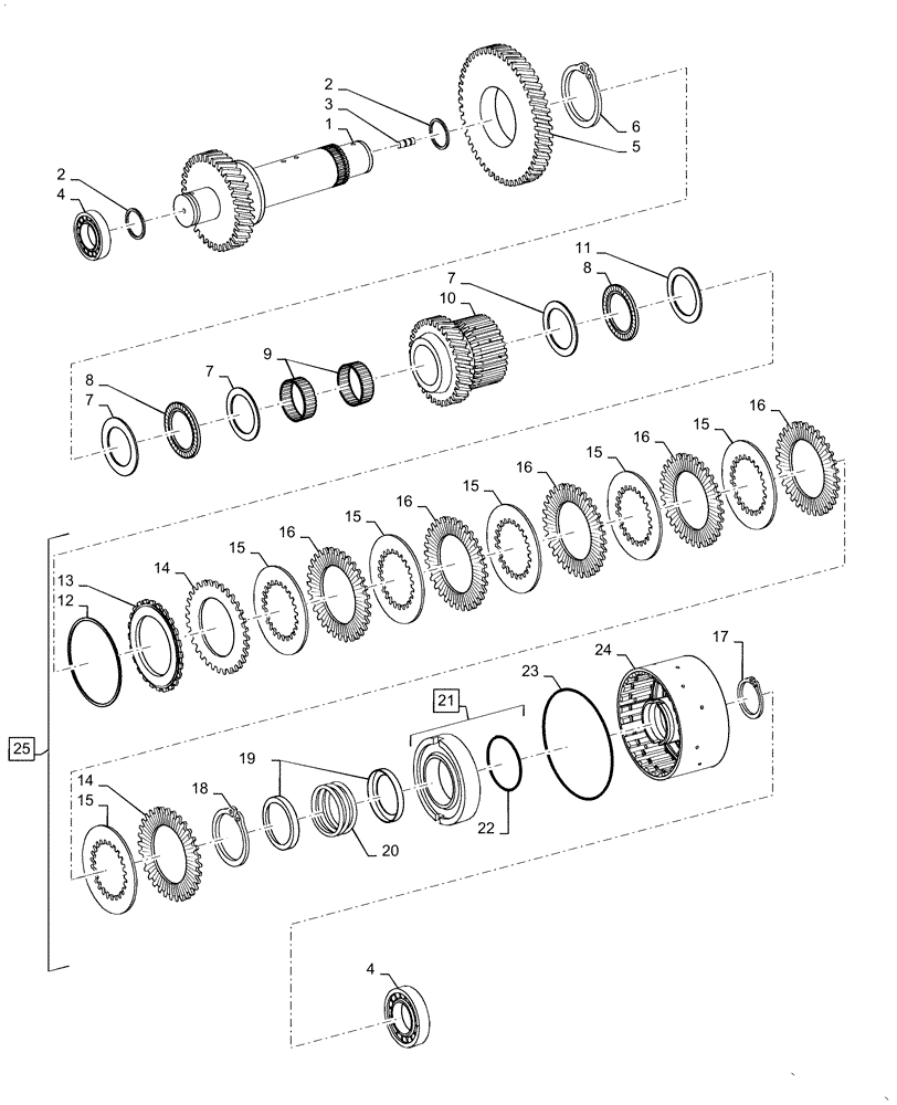 Схема запчастей Case 521F - (21.155.AN[07]) - VAR - 424224 - 4TH GEAR CLUTCH ASSEMBLY (21) - TRANSMISSION