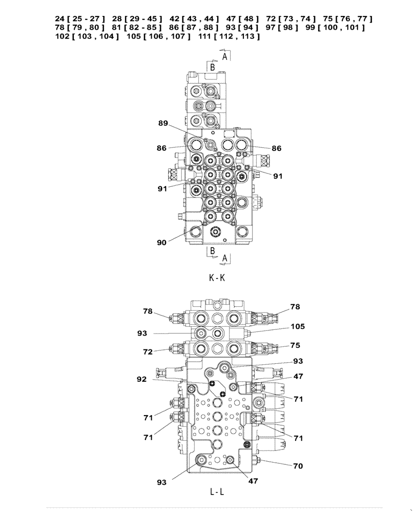 Схема запчастей Case CX145C SR - (35.359.AB[10]) - CONTROL VALVE, COMPONENTS, OFFSET (35) - HYDRAULIC SYSTEMS