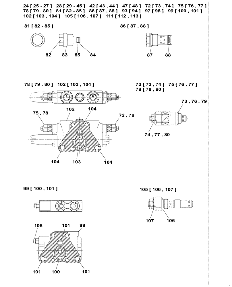 Схема запчастей Case CX145C SR - (35.359.AB[15]) - CONTROL VALVE, COMPONENTS, OFFSET (35) - HYDRAULIC SYSTEMS