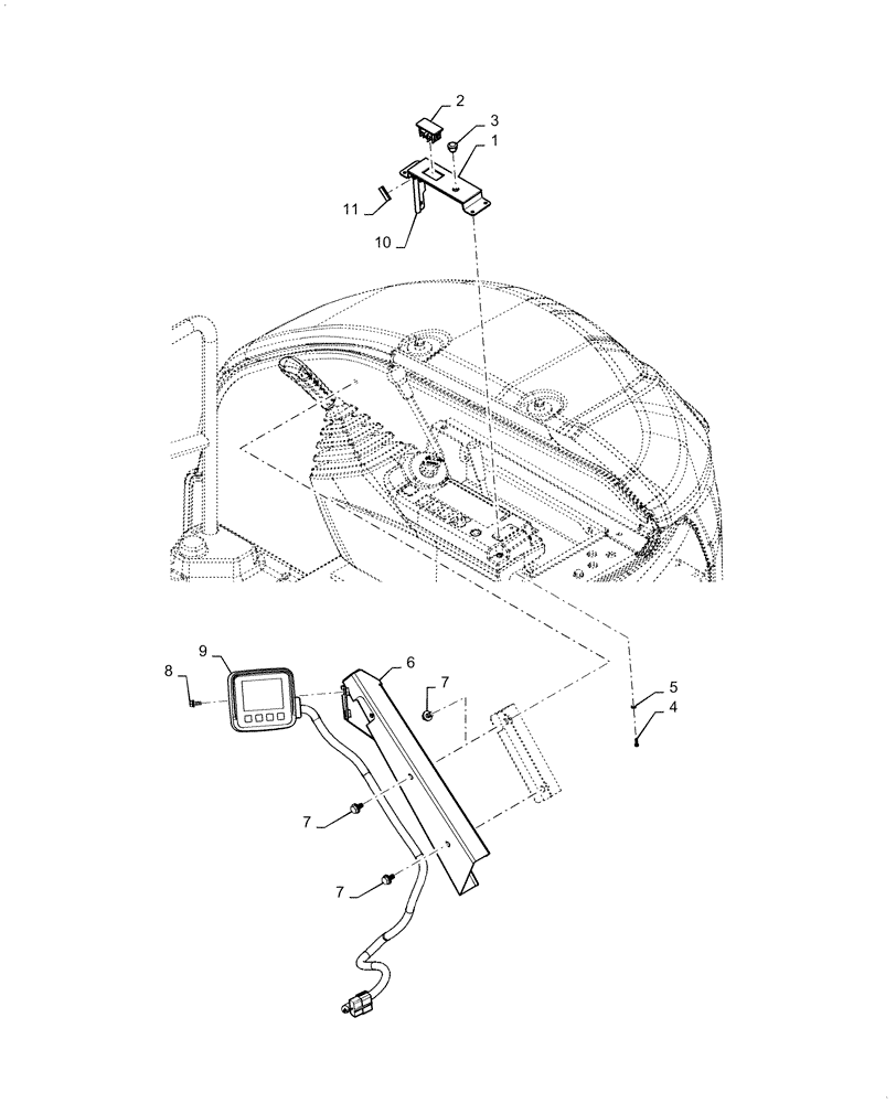 Схема запчастей Case CX36B - (55.408.CA[02]) - MONITOR, CANOPY - ASN PX17-40209 (55) - ELECTRICAL SYSTEMS