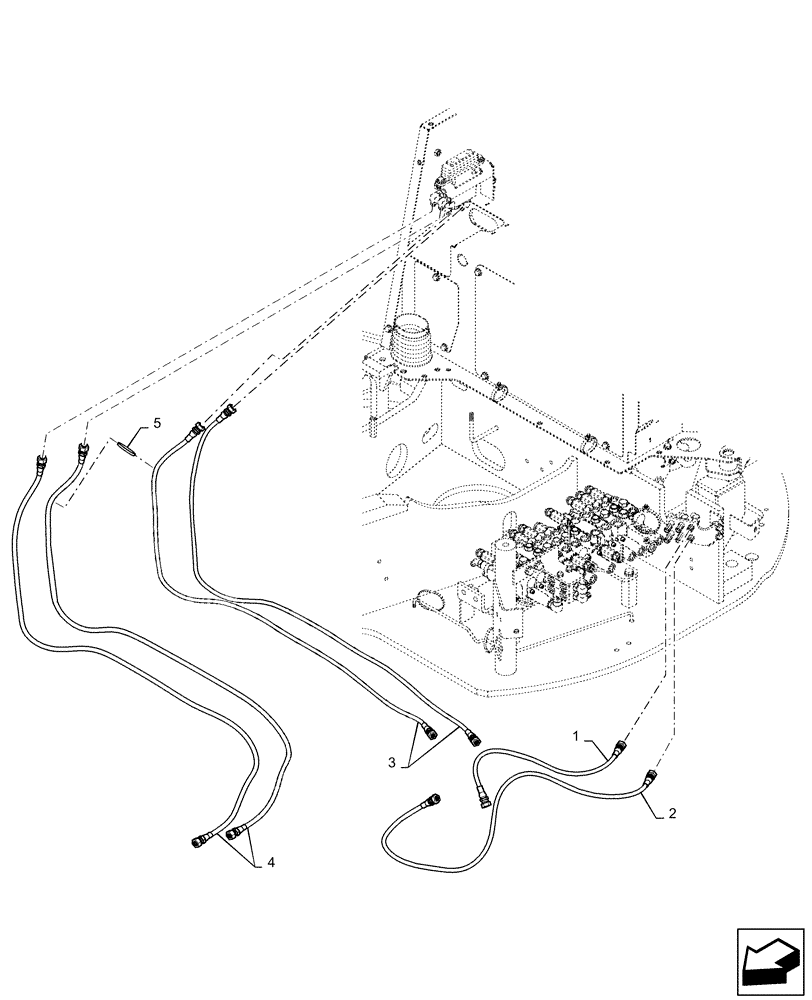 Схема запчастей Case CX36B - (35.204.BJ[03]) - CONTROL, LINES, REMOTE - BHL MULTI (35) - HYDRAULIC SYSTEMS