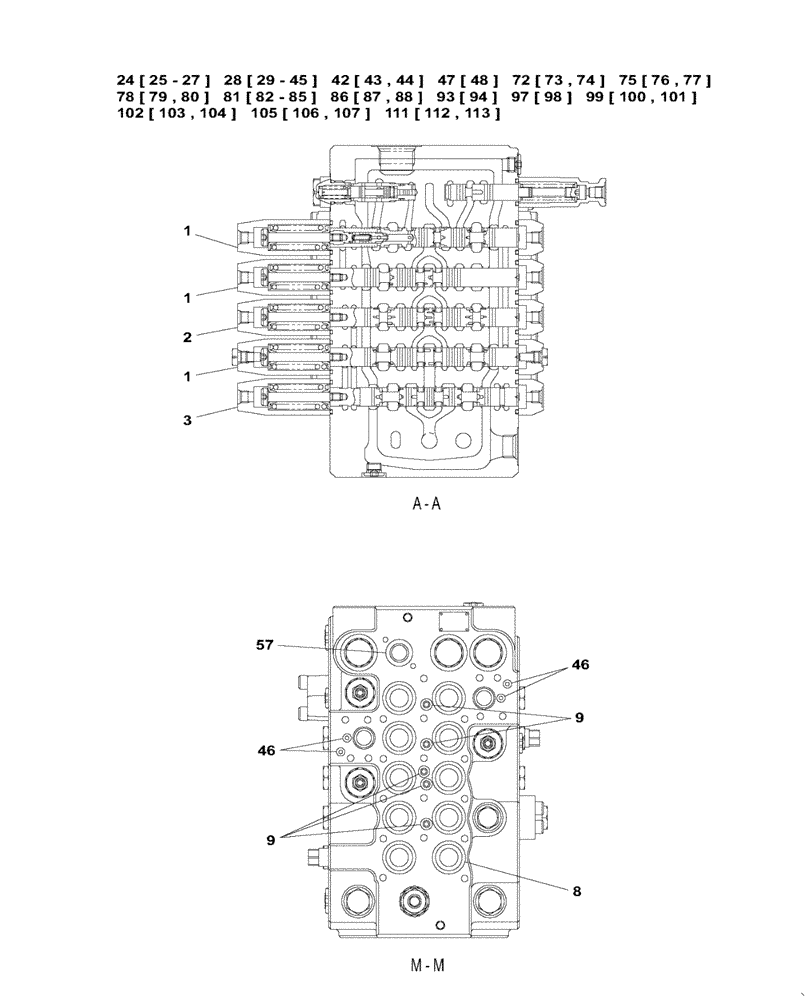 Схема запчастей Case CX145C SR - (35.359.AB[11]) - CONTROL VALVE, COMPONENTS, OFFSET (35) - HYDRAULIC SYSTEMS