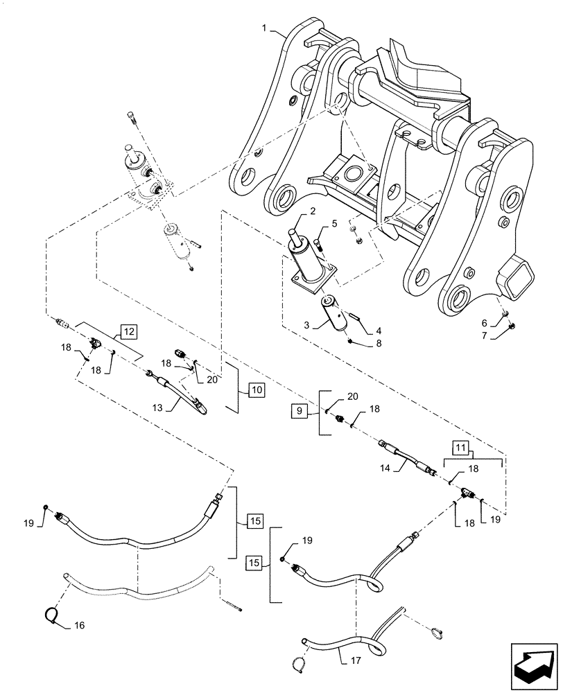 Схема запчастей Case 521F - (82.100.AG[03]) - VAR - 734007, 424250, 424249 - COUPLING, COMPONENTS ACS COMPATIBLE (82) - FRONT LOADER & BUCKET