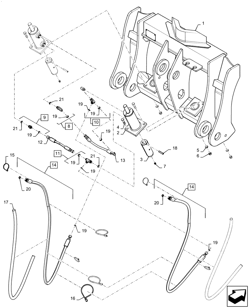 Схема запчастей Case 521F - (82.100.06) - BUCKET COUPLING COMPONENTS ACS COMPATIBLE (82) - FRONT LOADER & BUCKET