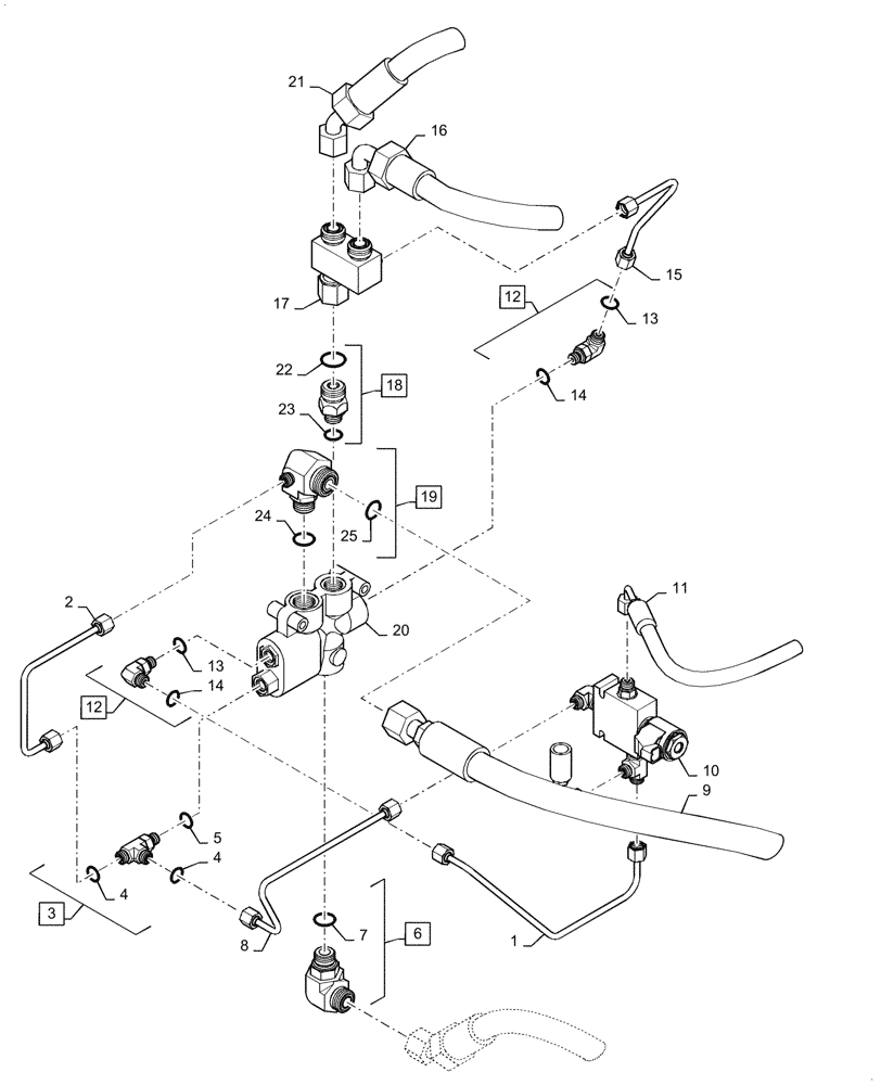 Схема запчастей Case 521F - (41.200.BO[05]) - VAR - 782442, 482913 - AUXILIARY STEERING LINES AND VALVE (41) - STEERING