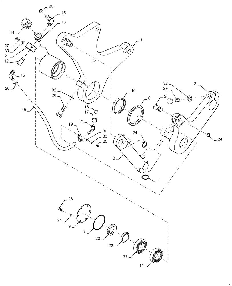 Схема запчастей Case DV210D - (39.500.AP[06]) - LEFT SIDE EDGE CUTTER ASSEMBLY (39) - FRAMES AND BALLASTING