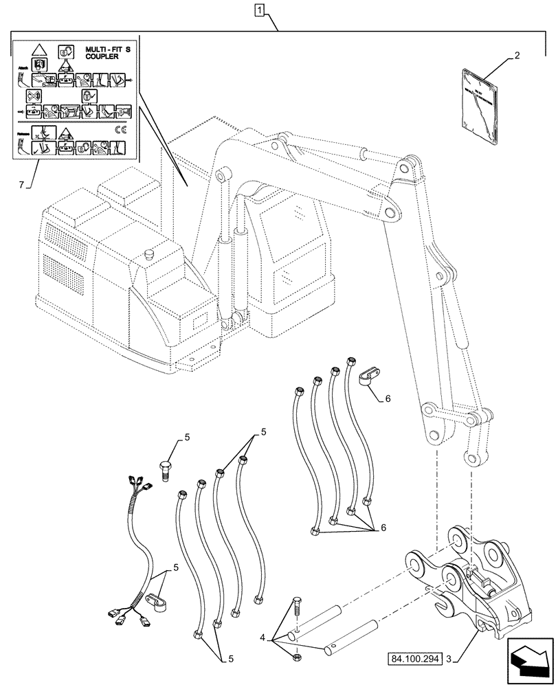 Схема запчастей Case CX160D LC - (84.100.293) - HYDRAULIC QUICK COUPLER MULTI-FIT S KIT (84) - BOOMS, DIPPERS & BUCKETS