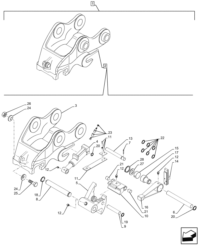 Схема запчастей Case CX350D LC - (84.100.304) - HYDRAULIC QUICK COUPLER MULTI-FIT S KIT (84) - BOOMS, DIPPERS & BUCKETS