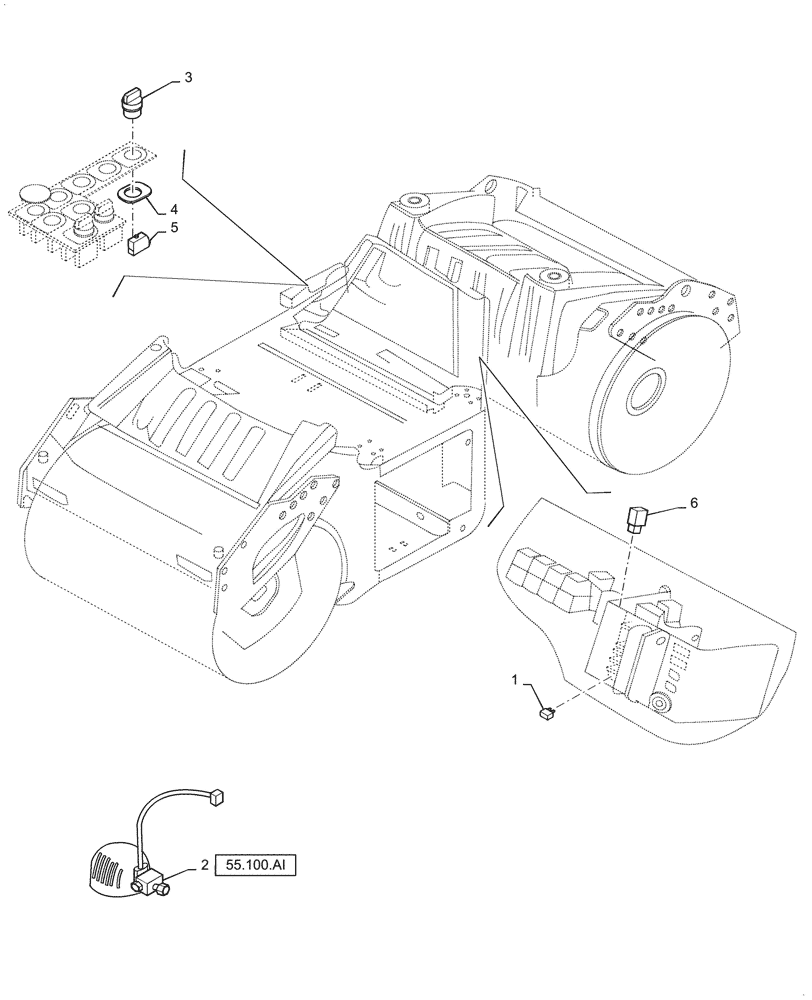 Схема запчастей Case DV209D - (55.404.BS[03]) - CAB WORK LIGHT LOWER EXTERNAL (55) - ELECTRICAL SYSTEMS